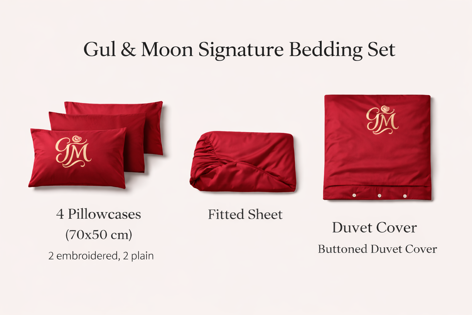 Gul & Moon Signature Bedding Set — Burgundy